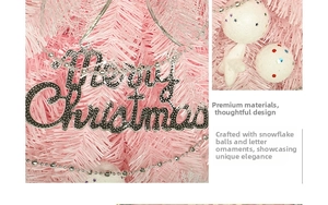 Pink Christmas decor kit with a glittery Merry Christmas sign and sparkling foam balls
