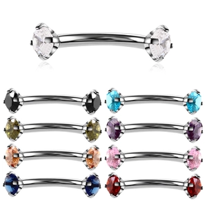 Curved Barbell Eyebrow Ring Stainless Steel Cubic Zirconia Piercing Jewelry Colorful Body Decoration For Men Women