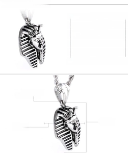 Detailed size chart for the stainless steel Egyptian Pharaoh pendant with dimensions