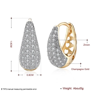 Champagne gold teardrop earrings with pavé zircon stones measuring 1.8cm in height