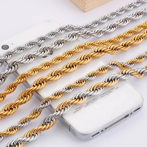 Minimalist stainless steel twist rope chains in gold and silver finishes for couples