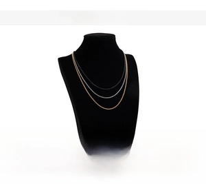 Detailed comparison of 304 stainless steel chain necklaces in gold, silver, and black finishes