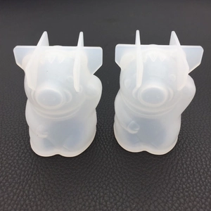 Macro view of 3D pig silicone molds with translucent texture for resin casting