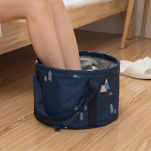 Portable Folding Foot Bath Basin Waterproof Nylon Foldable Water Bucket For Travel Camping Large Capacity Dual Handles Cartoon Printed