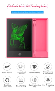 Detail of pink 4.4 inch LCD writing tablet with stylus and one-click clear button