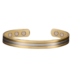 Magnetisches Therapie-Armband in Roségold mit 3-Linien-Design und sechs Magneten für Wellness