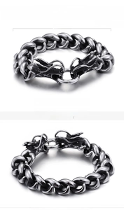 Detailed specs of dragon head stainless steel bracelet showing 220x17mm size and 99g weight