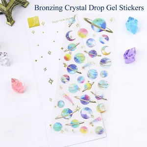 3D starry planet stickers with gold foil and epoxy resin finish for scrapbooks