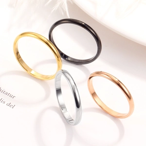 Polished minimalist stainless steel rings in gold black silver and rose gold finishes