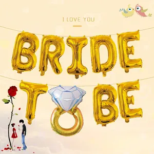 Rose gold Bride to Be balloon set with large diamond ring balloon for bridal party decoration