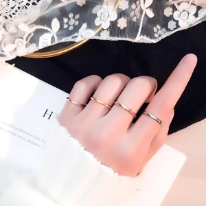 Polished minimalist stainless steel stackable ring set in rose gold, gold, and silver