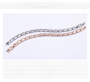 Détail de bracelets en or rose et acier avec pierres de germanium et zircons
