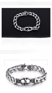 Specifiche dettagliate della misura per bracciale da uomo vintage in acciaio inox