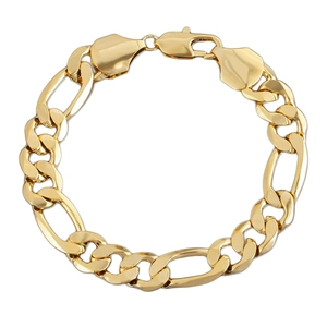 Bracciale classico a catena Figaro placcato in oro 18K con chiusura a moschettone unisex