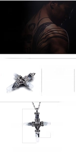 Detailed view showing the 88x66mm skull cross pendant dimensions and resin texture