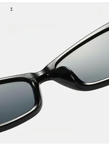 Detail of comfortable integrated nose pads on black cat-eye sunglasses for women