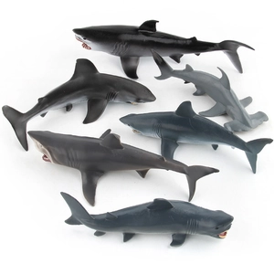 Set of 6 realistic PVC great white and hammerhead shark marine animal ocean toy models