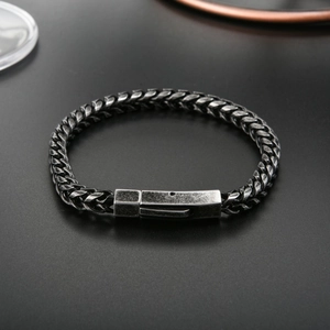 Vintage 316L stainless steel chain bracelet for men with secure folding clasp
