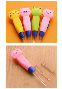 Cartoon animal LED earwax removal tool with detachable lighted tips for safe cleaning