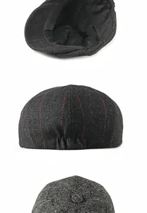 Détails de casquettes en laine pour l'hiver avec motifs classiques à chevrons et carreaux