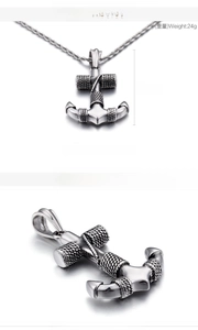 Detailed view of anchor pendant with size 52x38mm and high quality steel texture