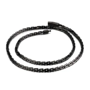 Men Stainless Steel Chain Necklace Rectangular Link Industrial Hip Hop Streetwear Jewelry With Cylinder Plug Clasp