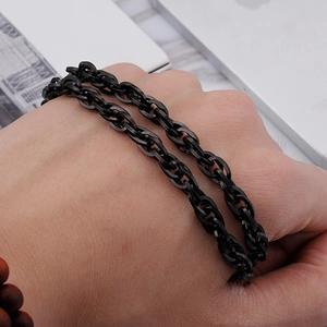 Men's black stainless steel square link chain necklace in a minimalist urban style