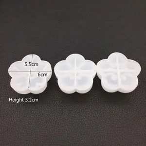 Translucent silicone cherry blossom mold for DIY resin crafts measuring 6x5.5x3.2cm