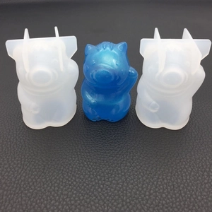 Macro view of 3D pig silicone mold set for resin casting and DIY handmade aroma plaster