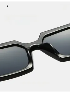 Detail of comfortable nose pads on black square frame sunglasses for pressure-free wear