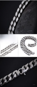 Detailed macro view of 15mm 316L stainless steel Cuban link chain with lobster clasp