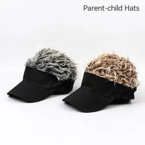 Neuheit Perücke Baseballkappe Eltern-Kind Baumwolle Visier Lustige Stachelige Haare Golfhut Für Party Outdoor Herren Damen Kinder