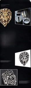 Detailed view of 316L stainless steel lion head ring with polished inner surface
