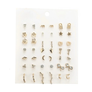 Alloy Rhinestone Faux Artificial Pearl Earrings With Steel Earring Post Elephant Heart Star Butterfly Shell Boho Jewelry Women