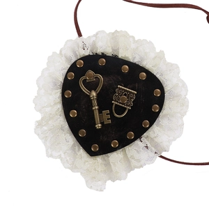 Benda cuore steampunk con serratura vintage, pizzo e rivetti in bronzo gotico
