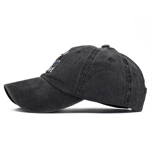 Retro washed cotton baseball cap with letter embroidery in dark grey street style