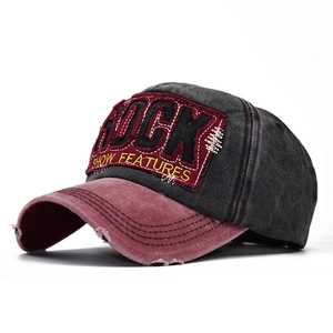Vintage Washed Cotton Baseball Cap ROCK Letter Embroidery Distressed Frayed Edge Hip Hop Streetwear Hat Men Women