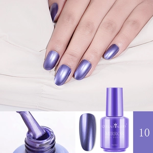 Metallic purple mirror nail polish detail showing 8ml bottle and application finish