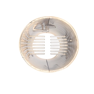 Macro shot of silver flared hair tie buckle with internal teeth for secure ponytail grip