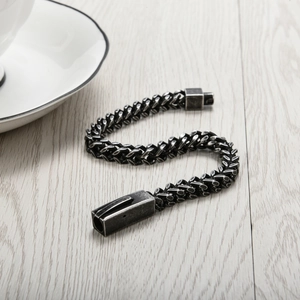 Herren Armband aus 316L Edelstahl in Antik-Silber-Optik mit robustem Steckverschluss