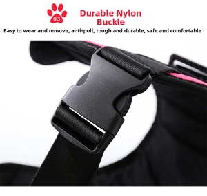 Close-up of the durable nylon buckle and reinforced strap on the K9 dog harness vest