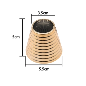 Golden flared ponytail holder dimensions: top 3.5cm, bottom 5.5cm, height 5cm