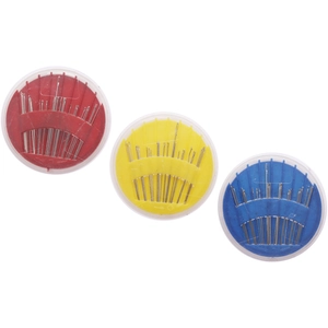 Sewing needles set with 3 colored round storage cases for home stitching and repair