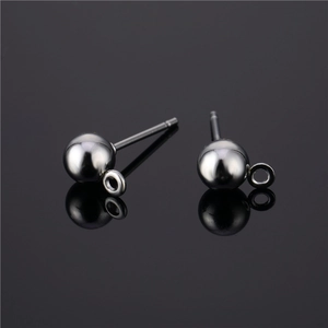 18K gold plated ball stud earrings with loop in gunmetal finish for DIY jewelry making