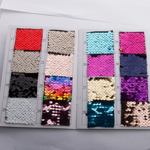 Detailed 16-color sequin fabric sample chart with numbered swatches for DIY accessories