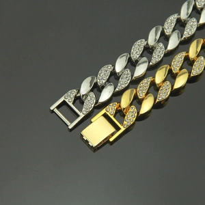 Hip hop style 18K gold and silver plated iced out Cuban link necklaces for men