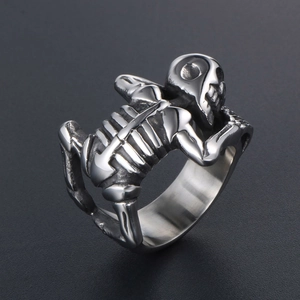 Vintage Skull Skeleton Wrap Ring Gothic Punk Titanium Steel Polished Jewelry For Men Hip Hop Biker Retro Accessory