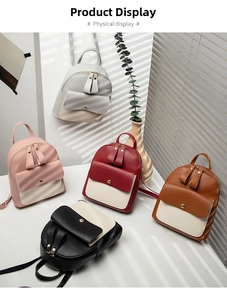 Detailed display of mini crossbody phone bags in five elegant color-blocked leather styles