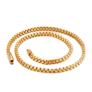 6mm gold-plated stainless steel box chain necklace showcased on a clean white background