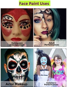 Face and body paint application on models showing various creative makeup and skin art effects